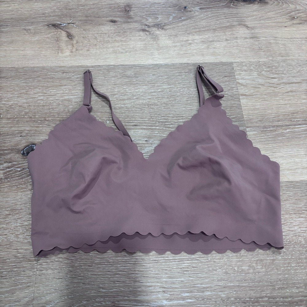Unbranded Mauve Scalloped Seamless Bralette Wireless Adjustable Straps Size L